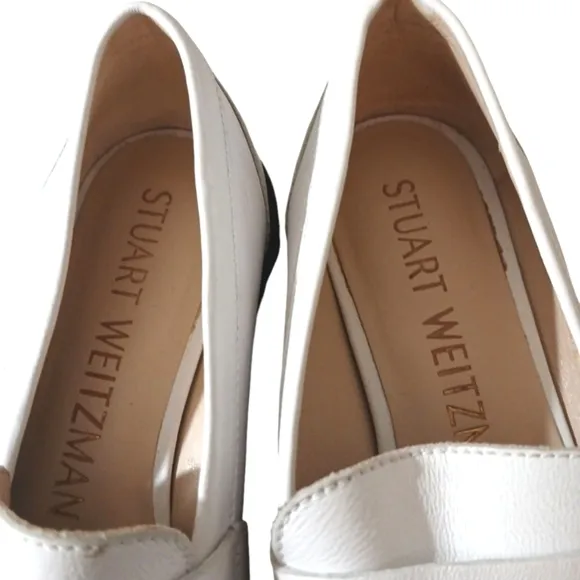 Stuart Weitzman Chunky Cream Leather Loafers Women's Off White Lug Sole Flats 6
