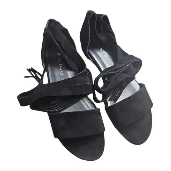 STUART WEITZMAN | Corbata Black Suede Gladiator Sandals in Size US 10