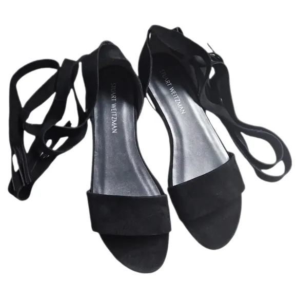 STUART WEITZMAN | Corbata Black Suede Gladiator Sandals in Size US 10