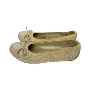 Stuart Weitzman Girls Fannie Gold Glitter Round Toe Bow Ballet Flats Size 5