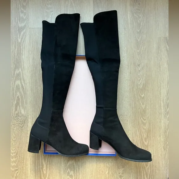 Stuart Weitzman High Heel Black Suede over the knee boots sz 8
