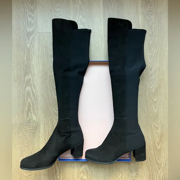 Stuart Weitzman High Heel Black Suede over the knee boots sz 8