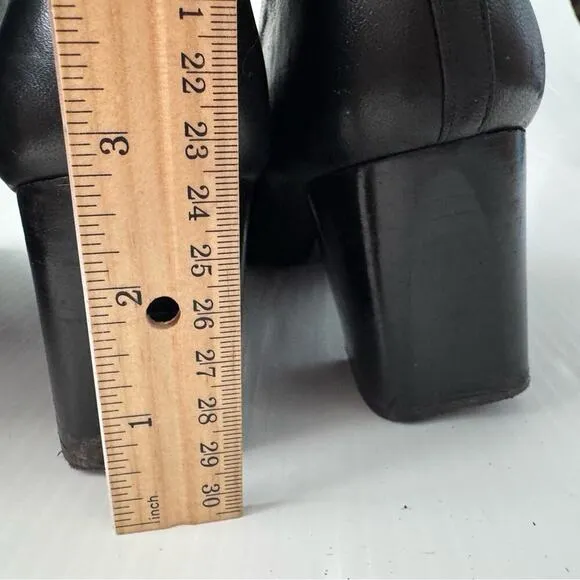 Stuart Weitzman leather knee high pull on heeled boots black size 9.5