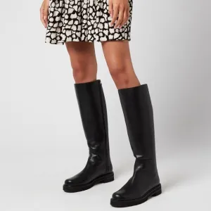 STUART WEITZMAN Mila - Leather flat high boots with round tip 35, Size 8