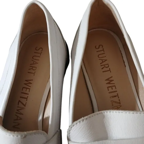 Stuart Weitzman Mila Lift Cream Leather Lug Sole Flats Size 6
