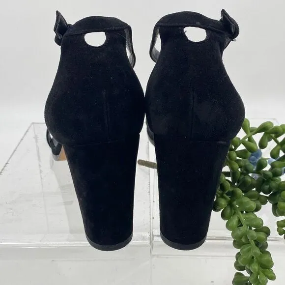 Stuart Weitzman Nearlynude Black Ankle Strap Sandals 10.5 M