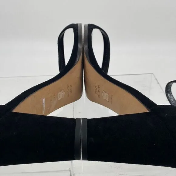 Stuart Weitzman Nearlynude Black Ankle Strap Sandals 10.5 M