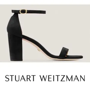 Stuart Weitzman Nearlynude Black Ankle Strap Sandals 10.5 M