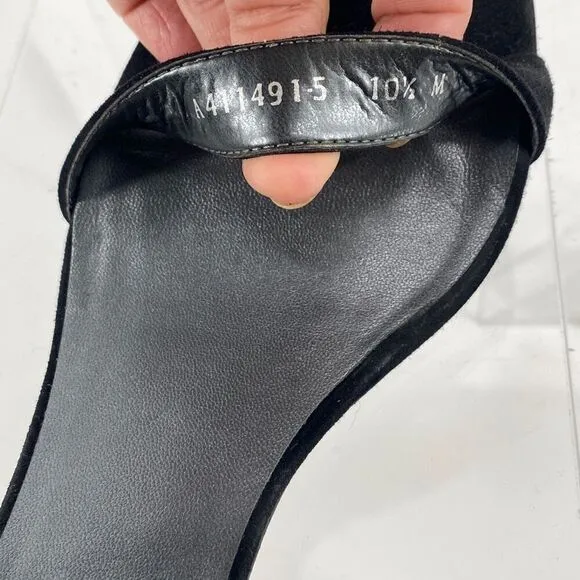 Stuart Weitzman Nearlynude Black Ankle Strap Sandals 10.5 M