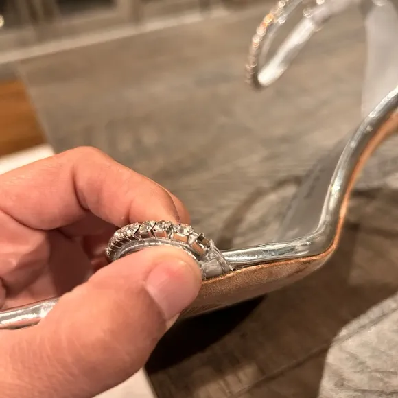 Stuart Weitzman Nudistcurve Glam Metallic Crystal Ankle-Strap Sandals