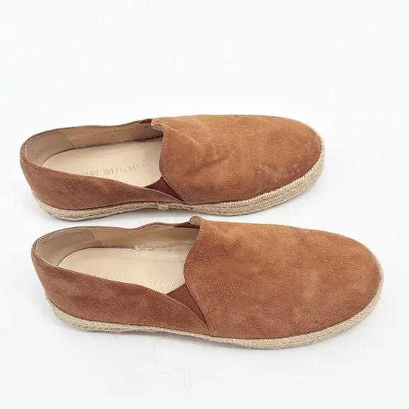 Stuart Weitzman Nugal Espadrille Slip On Flats Brown size 9