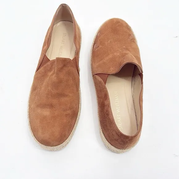 Stuart Weitzman Nugal Espadrille Slip On Flats Brown size 9