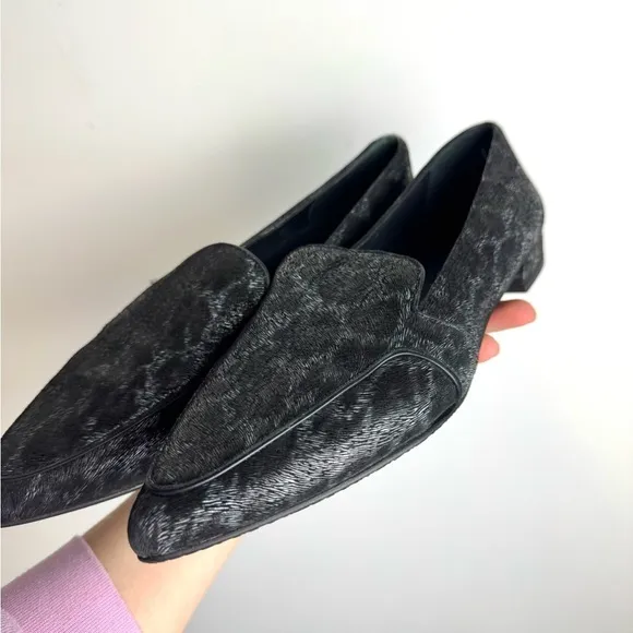 Stuart Weitzman Pointed Toe Loafers Animal Print Silver Grey Size 8