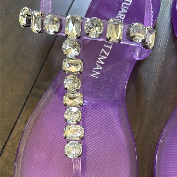 Stuart Weitzman Purple T-Strap Jelly Sandals