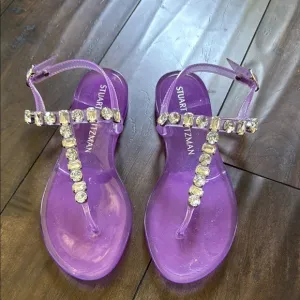 Stuart Weitzman Purple T-Strap Jelly Sandals