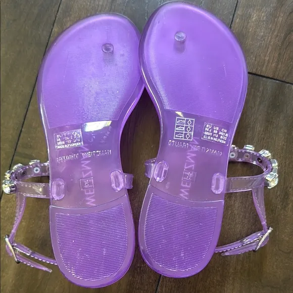 Stuart Weitzman Purple T-Strap Jelly Sandals