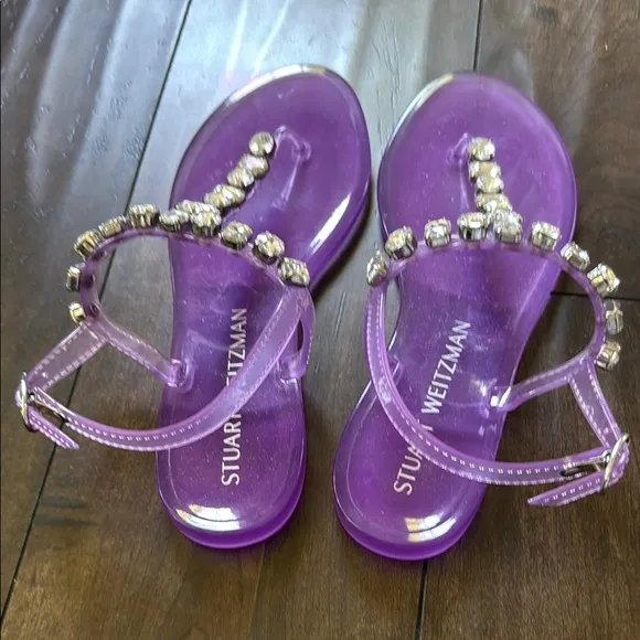 Stuart Weitzman Purple T-Strap Jelly Sandals