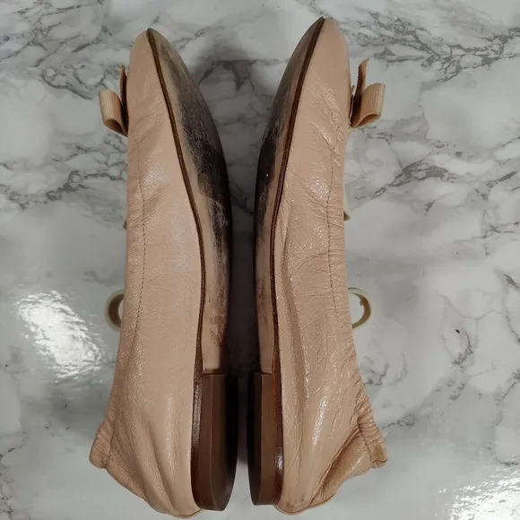 Stuart Weitzman Raven Pink Leather Ballet Flats Size 7.5