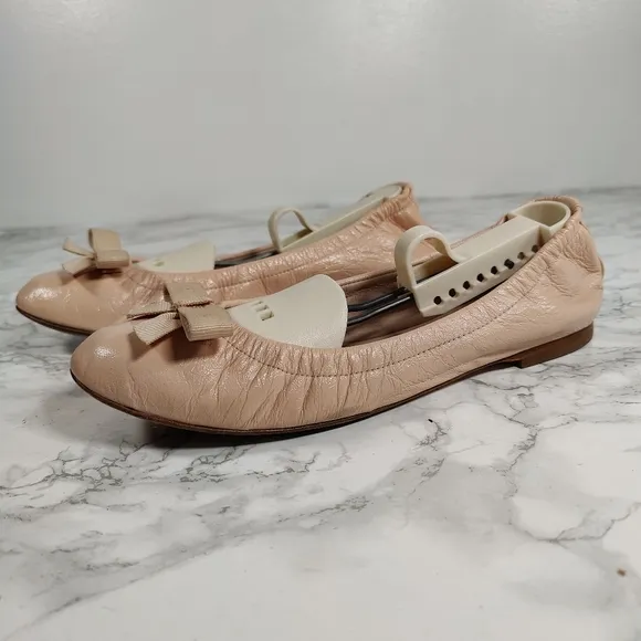 Stuart Weitzman Raven Pink Leather Ballet Flats Size 7.5