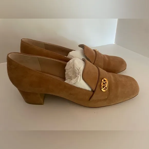 Stuart Weitzman Riela 50 Tan Suede Pumps Loafers Size 7.5