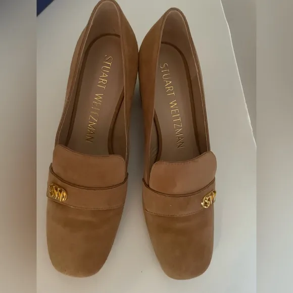 Stuart Weitzman Riela 50 Tan Suede Pumps Loafers Size 7.5