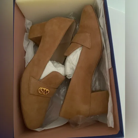Stuart Weitzman Riela 50 Tan Suede Pumps Loafers Size 7.5