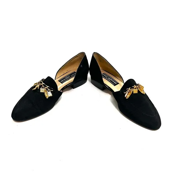 STUART WEITZMAN | Vintage 1980s black nylon charm bracelet d’Orsay loafers