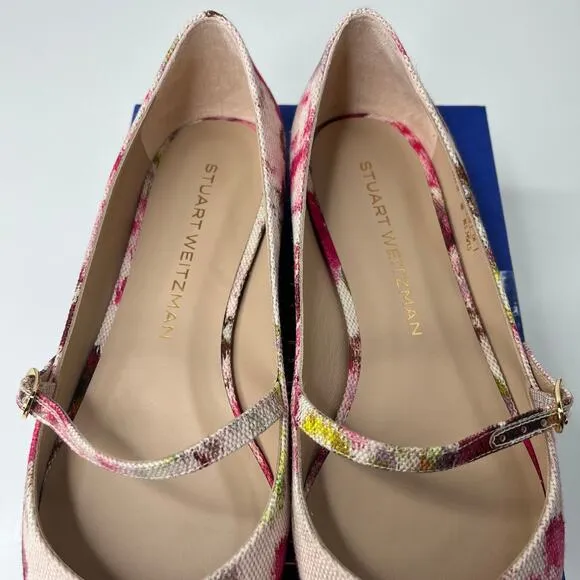 Stuart Weitzman | Women's | 8 | Emilia Mary Jane Flats | Pink Multi | Jacquard