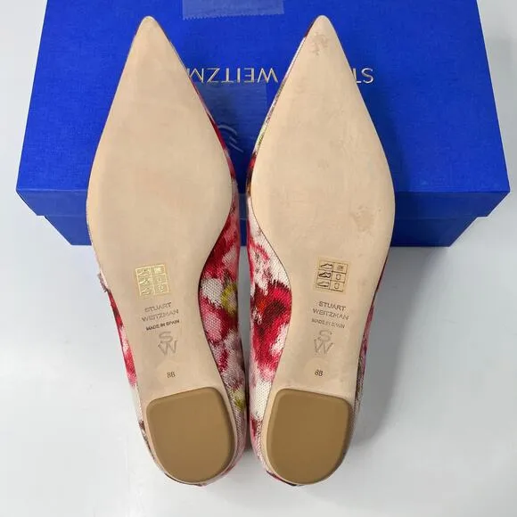 Stuart Weitzman | Women's | 8 | Emilia Mary Jane Flats | Pink Multi | Jacquard