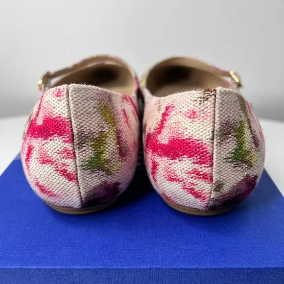 Stuart Weitzman | Women's | 8 | Emilia Mary Jane Flats | Pink Multi | Jacquard