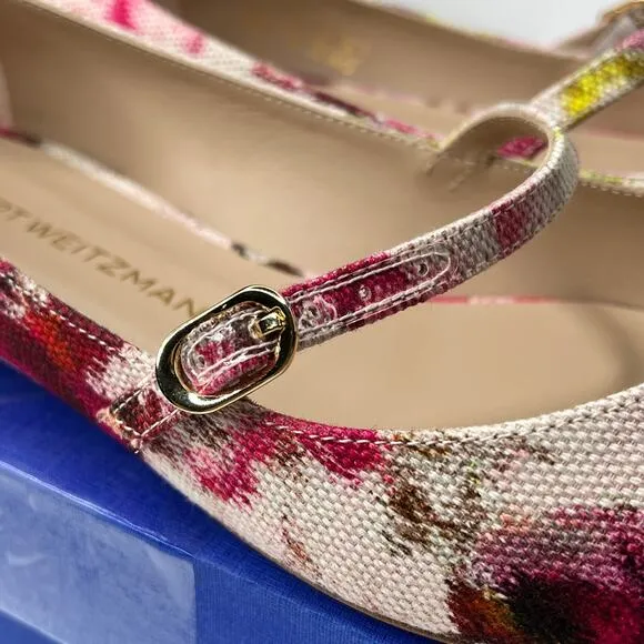 Stuart Weitzman | Women's | 8 | Emilia Mary Jane Flats | Pink Multi | Jacquard