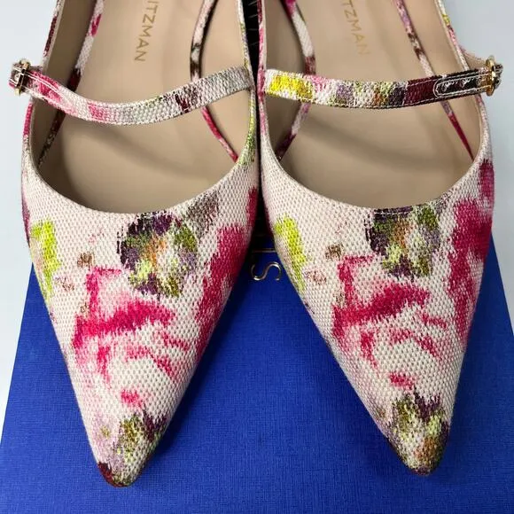 Stuart Weitzman | Women's | 8 | Emilia Mary Jane Flats | Pink Multi | Jacquard