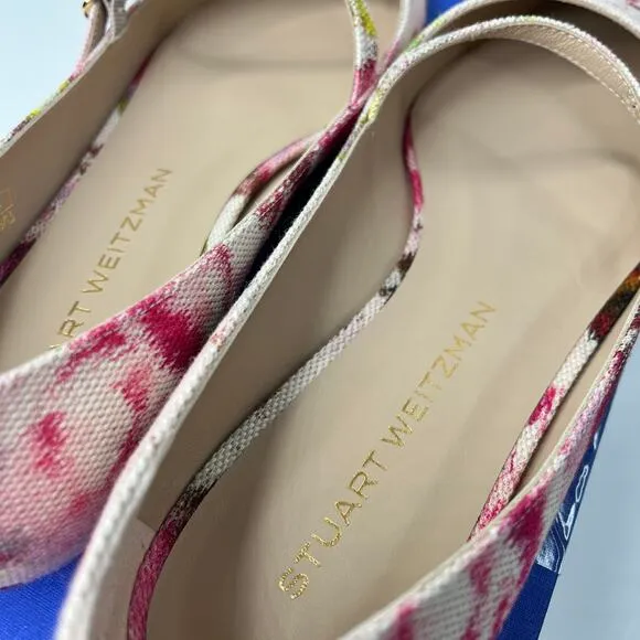 Stuart Weitzman | Women's | 8 | Emilia Mary Jane Flats | Pink Multi | Jacquard