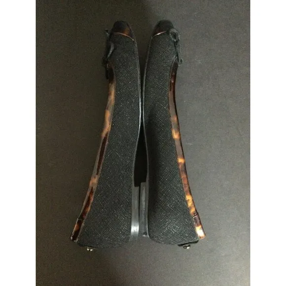 Stuart Weitzman Womens Black Tortoise Shell Trim Ballet Flats Size 7 M Made In S