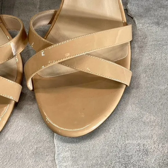 Stuart Weitzman Women's Nude Cross-Strap Round-Toe Ankle-Strap Sandals SZ 11