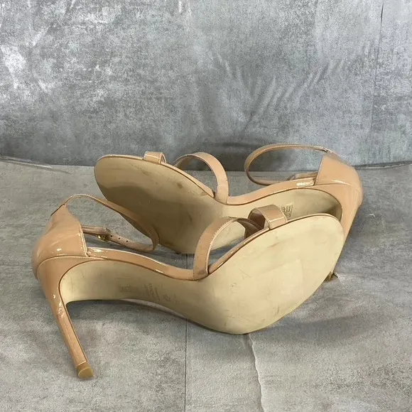 Stuart Weitzman Women's Nude Cross-Strap Round-Toe Ankle-Strap Sandals SZ 11
