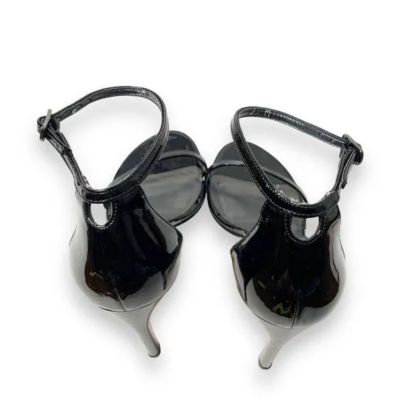 Stuart Weitzman Black Leather Ankle Strap Open Toe High Heeled Sandals Size 7 M