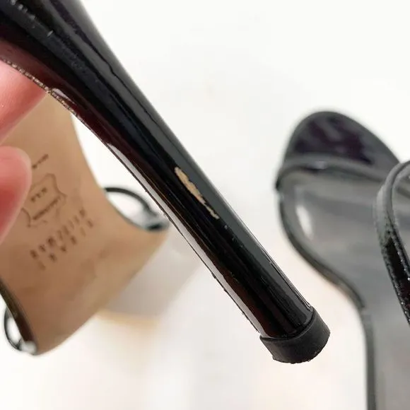 Stuart Weitzman Black Leather Ankle Strap Open Toe High Heeled Sandals Size 7 M