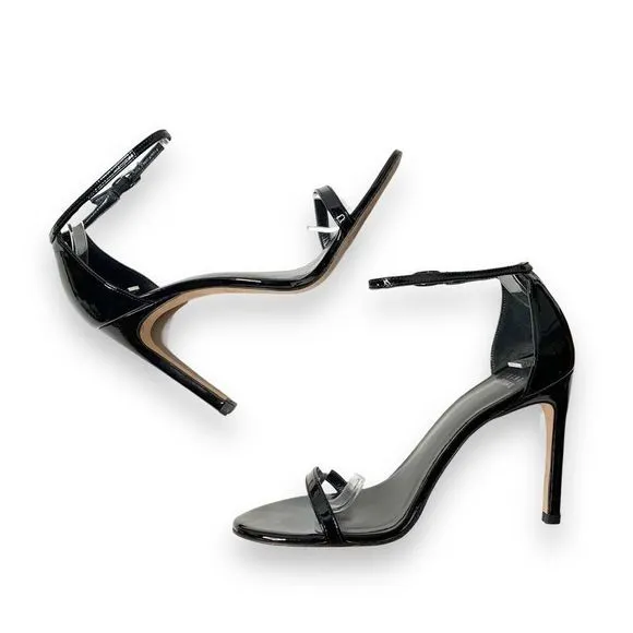 Stuart Weitzman Black Leather Ankle Strap Open Toe High Heeled Sandals Size 7 M
