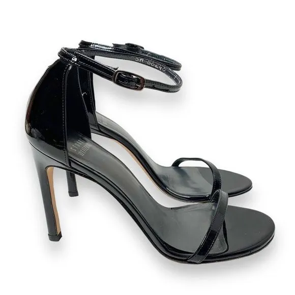 Stuart Weitzman Black Leather Ankle Strap Open Toe High Heeled Sandals Size 7 M