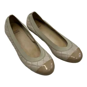 Stuart Weitzman Women's Leather Quilted Cap Toe Ballet Flats Shoes Nude Size 5M