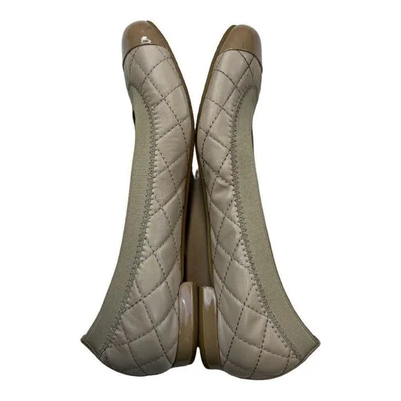 Stuart Weitzman Women's Leather Quilted Cap Toe Ballet Flats Shoes Nude Size 5M