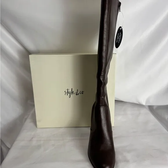Style &amp; Co. Brown Heeled Boots‎ with Knee-High Design