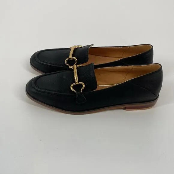 Stylish Black Leather Loafers with Gold Accents