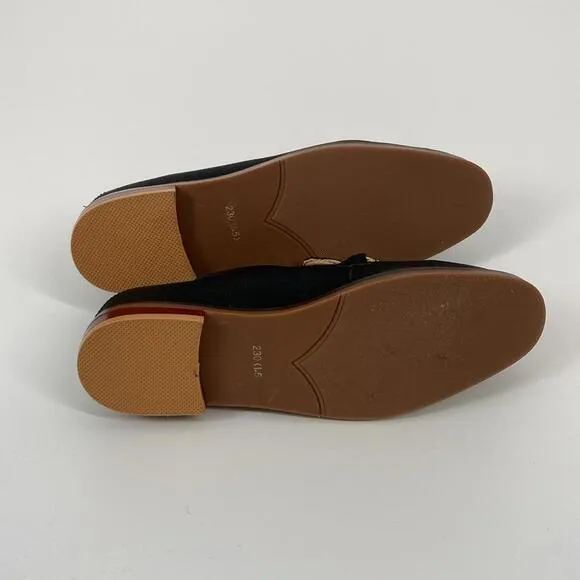 Stylish Black Leather Loafers with Gold Accents