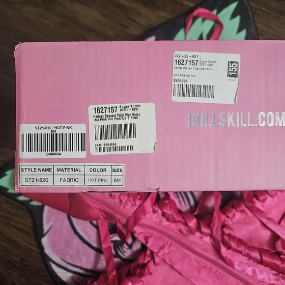 Sugar Thrillz: Heiress Request Hot Pink Thigh High Boots, Size 8, NIB Dolls Kill