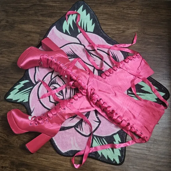 Sugar Thrillz: Heiress Request Hot Pink Thigh High Boots, Size 8, NIB Dolls Kill