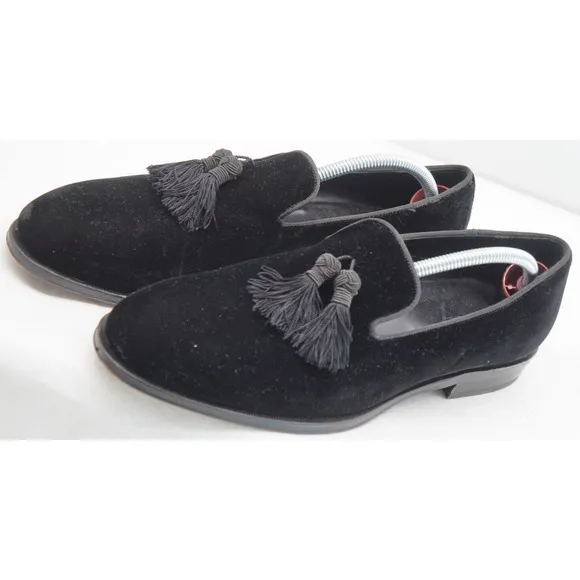 Suit Supply Men’s Velvet Black Tasseled Slip on Loafers Italy Size 43 / US 10