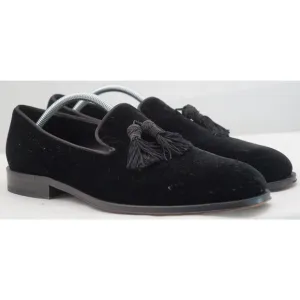 Suit Supply Men’s Velvet Black Tasseled Slip on Loafers Italy Size 43 / US 10