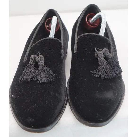 Suit Supply Men’s Velvet Black Tasseled Slip on Loafers Italy Size 43 / US 10